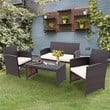 Costway 4-piece Contemporary Rattan Patio Furniture Set in White