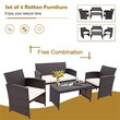 Costway 4-piece Contemporary Rattan Patio Furniture Set in White