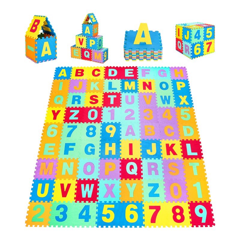 Costway Babyjoy 72-piece Kids Foam Interlocking Puzzle Play Mats in Multi-Color