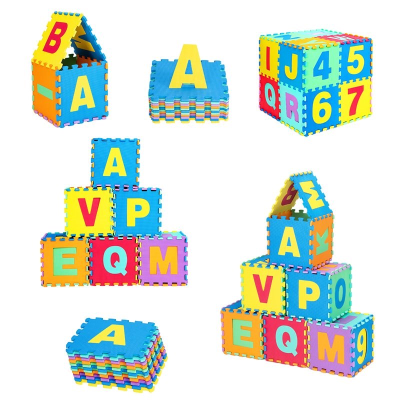 Costway Babyjoy 72-piece Kids Foam Interlocking Puzzle Play Mats in Multi-Color