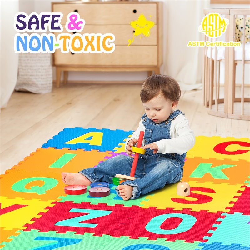 Costway Babyjoy 72-piece Kids Foam Interlocking Puzzle Play Mats