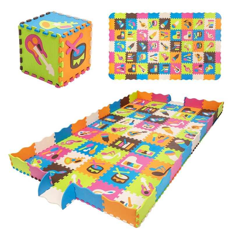 Costway 125-piece Baby Foam Interlocking Play Mat Set in Multi-Color