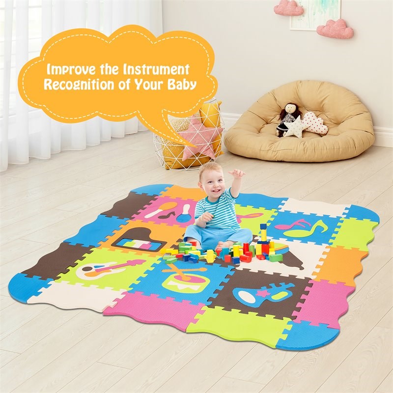 Costway 125-piece Baby Foam Interlocking Play Mat Set in Multi-Color
