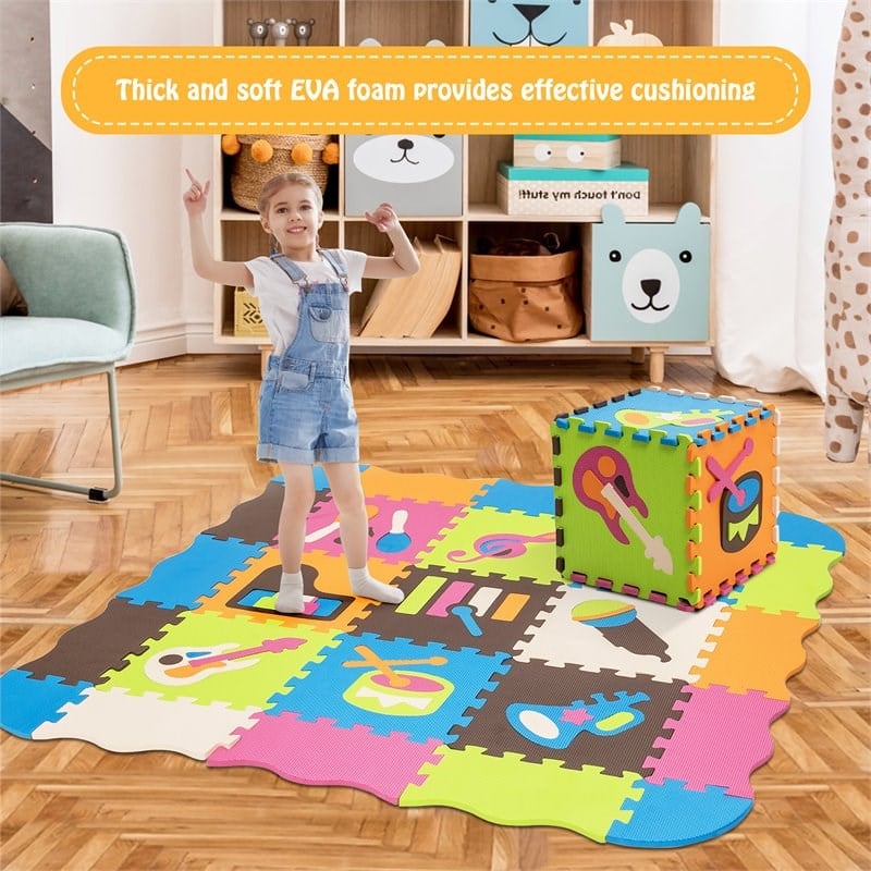 Costway 125-piece Baby Foam Interlocking Play Mat Set in Multi-Color