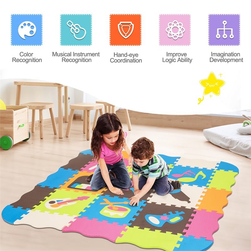 Costway 125-piece Baby Foam Interlocking Play Mat Set in Multi-Color