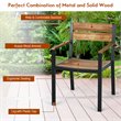 Costway 7-piece Acacia Wood Patio Dining Set with Umbrella Hole in Brown