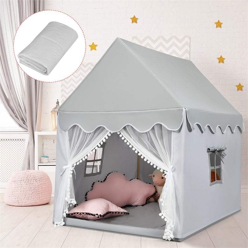 Costway Large Kids Play Tent/Playhouse Children/Castle Fairy Tent in Mat Gray
