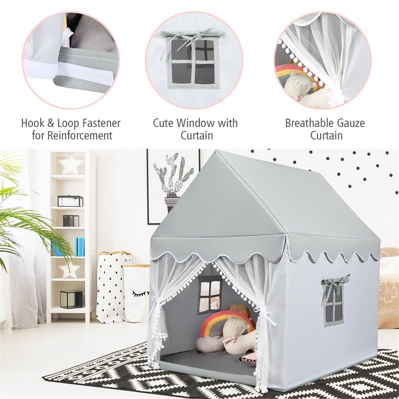 Costway Large Kids Play Tent/Playhouse Children/Castle Fairy Tent in Mat Gray