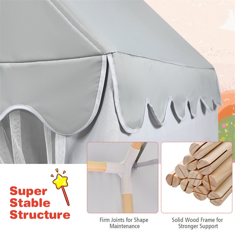 Costway Large Kids Play Tent/Playhouse Children/Castle Fairy Tent in Mat Gray