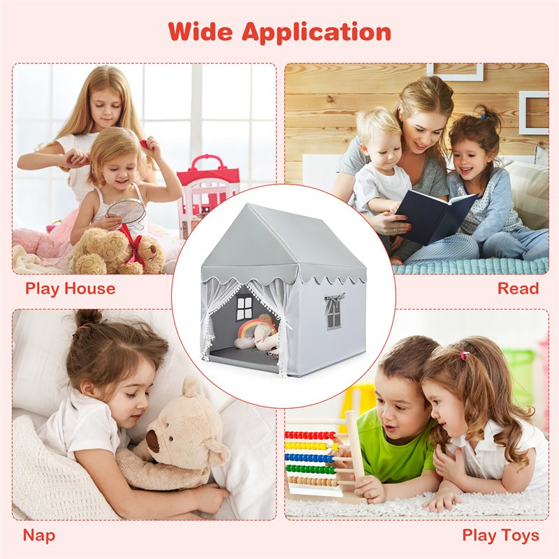 Costway Large Kids Play Tent/Playhouse Children/Castle Fairy Tent in Mat Gray