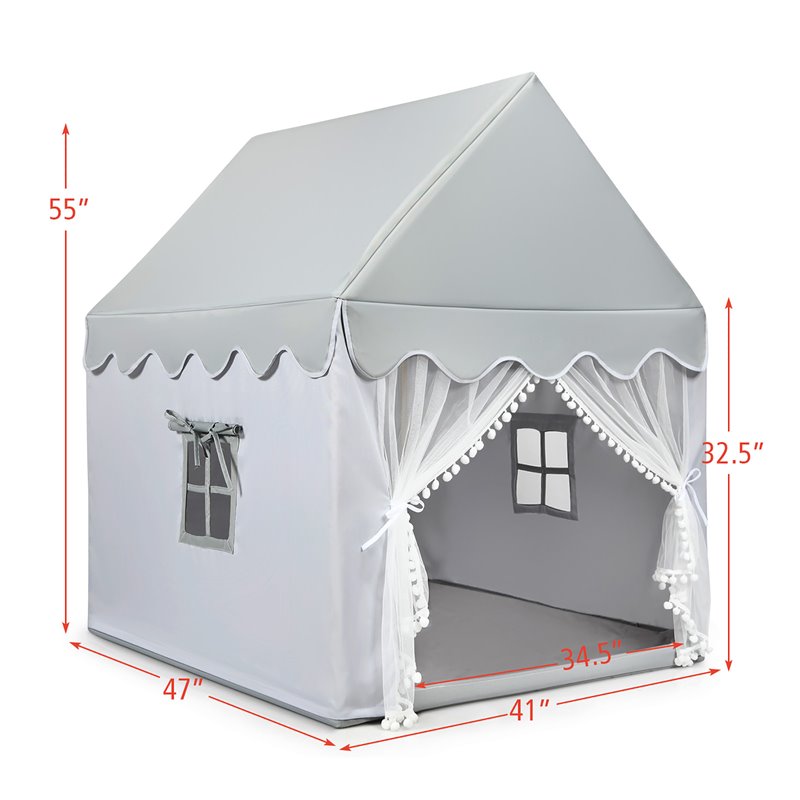 Costway Large Kids Play Tent/Playhouse Children/Castle Fairy Tent in Mat Gray