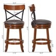 Costway 25'' Metal Swivel Bar Stools with Rubber Wood Legs in Brown (Set of 2)