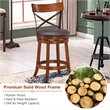 Costway 25'' Metal Swivel Bar Stools with Rubber Wood Legs in Brown (Set of 2)