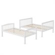 Costway Rubber Wood Twin over Full Bunk Bed with Ladder Guardrail in White