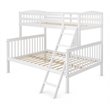 Costway Rubber Wood Twin over Full Bunk Bed with Ladder Guardrail in White