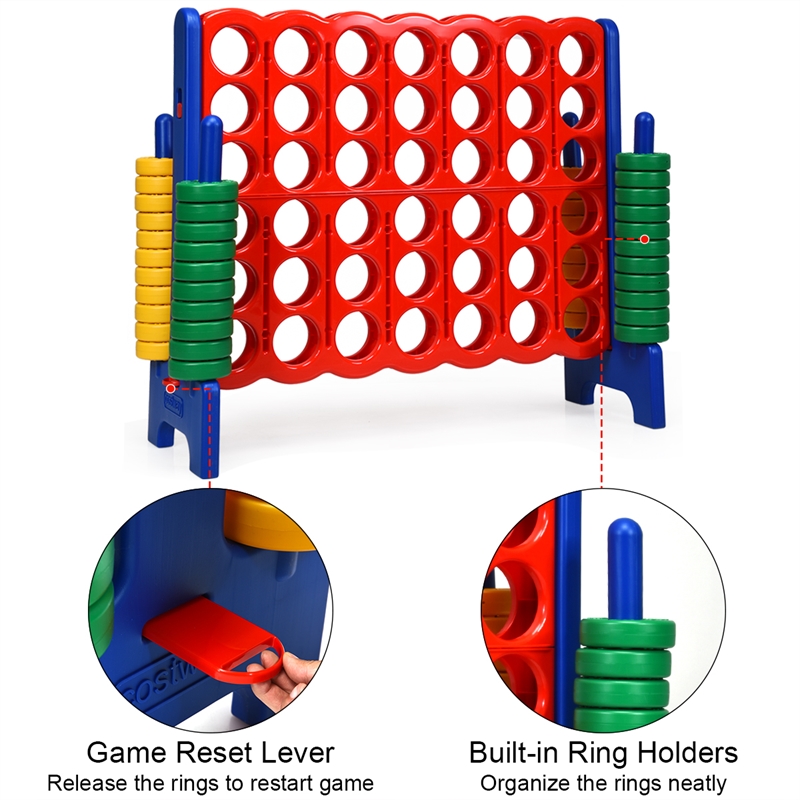 Costway Jumbo 4-to-Score 4 in A Row Giant Game Set Kids Adults Fun Red Plastic