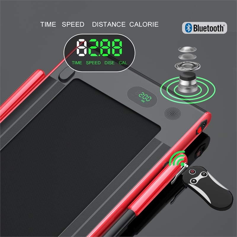 Superfit 2.25HP 2 in 1 Red Folding Under Desk Treadmill W/Remote Control Plastic