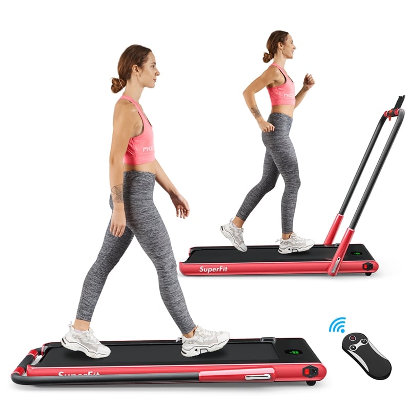 Superfit 2.25HP 2 in 1 Red Folding Under Desk Treadmill W/Remote Control Plastic