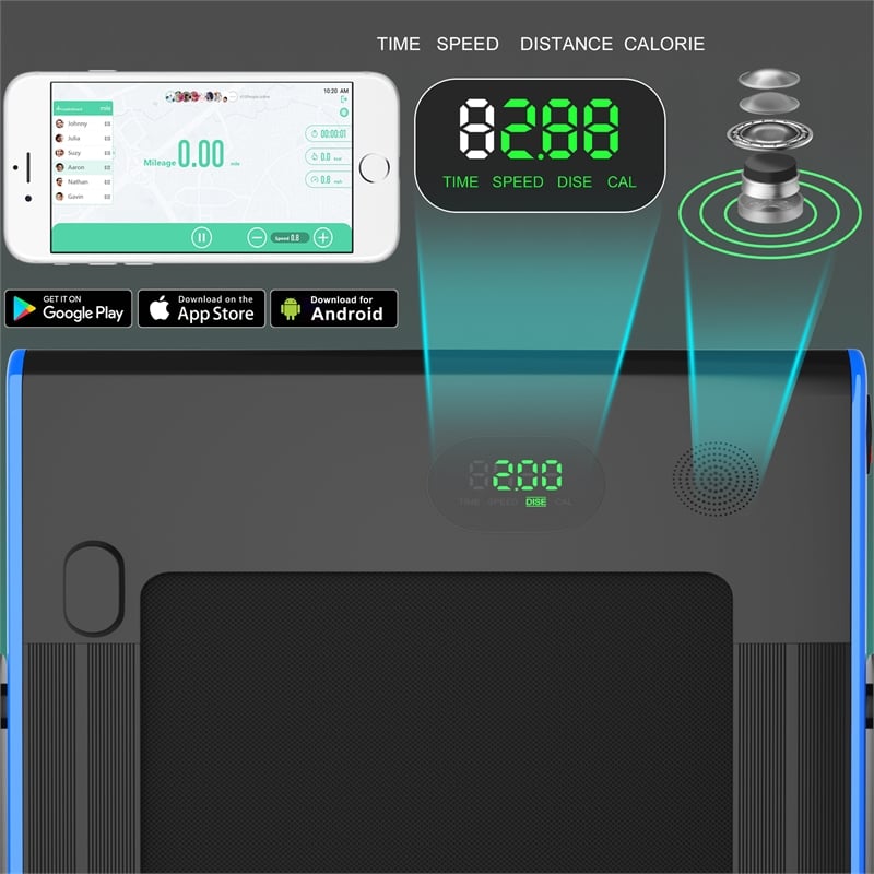 SuperFit 2.25HP 2 in 1 Navy Folding Under Desk Treadmill Remote Control Plastic