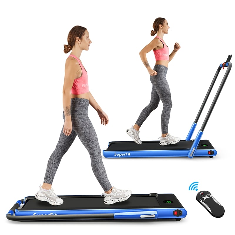 SuperFit 2.25HP 2 in 1 Navy Folding Under Desk Treadmill Remote Control Plastic