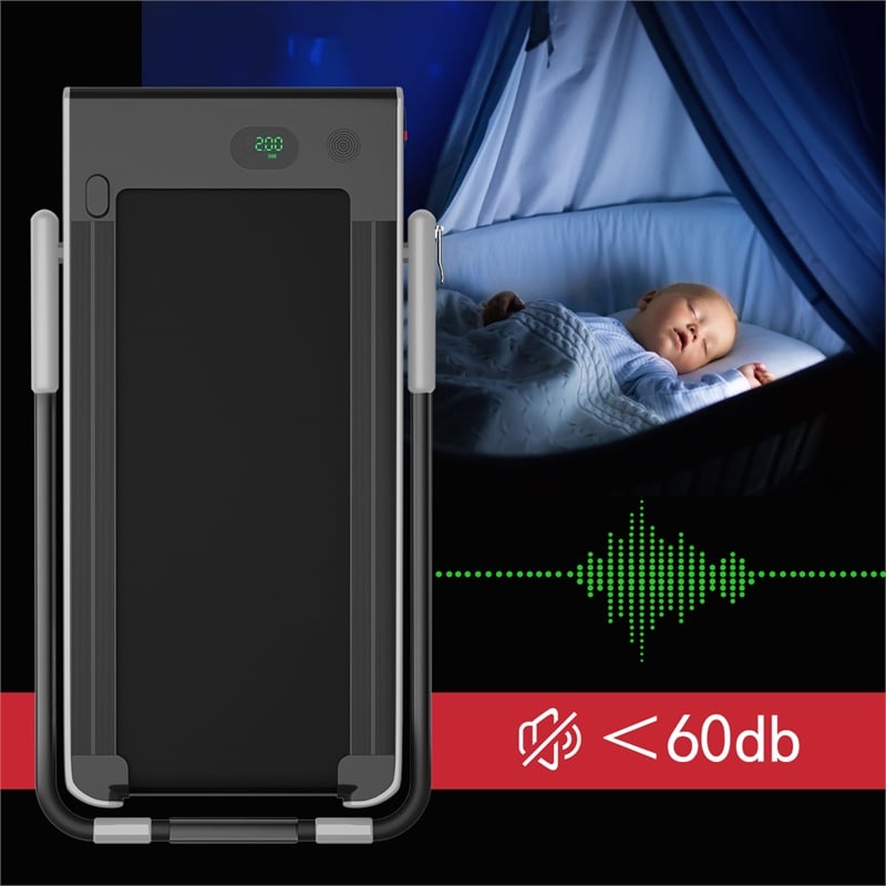 SuperFit 2.25HP 2-in-1 Folding Treadmill W/Speaker Controller APP Silver Plastic