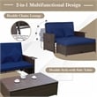 Costway Patio Rattan Daybed Lounge Navy