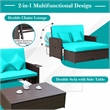 Costway Patio Rattan Daybed Lounge Turquoise