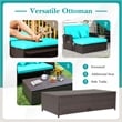 Costway Patio Rattan Daybed Lounge Turquoise