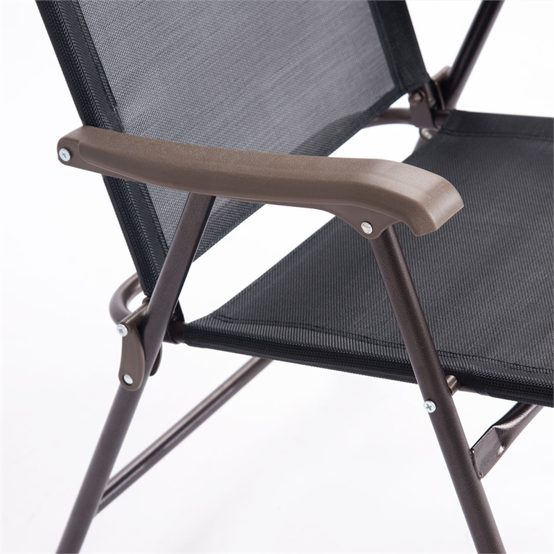 Costway Set of 2 Patio Steel Folding Sling Back Chairs Black