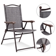 Costway Set of 2 Patio Steel Folding Sling Back Chairs Gray