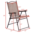 Costway Set of 2 Patio Steel Folding Sling Back Chairs Brown