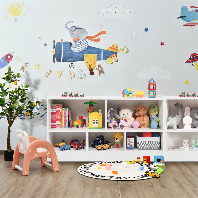 Costway Kids 2-Shelf Wood Bookcase 5-Cube White