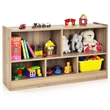 Costway Kids 2-Shelf Wood Bookcase 5-Cube Natural