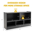 Costway Kids 2-Shelf Wood Bookcase 5-Cube Grey