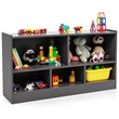 Costway Kids 2-Shelf Wood Bookcase 5-Cube Grey