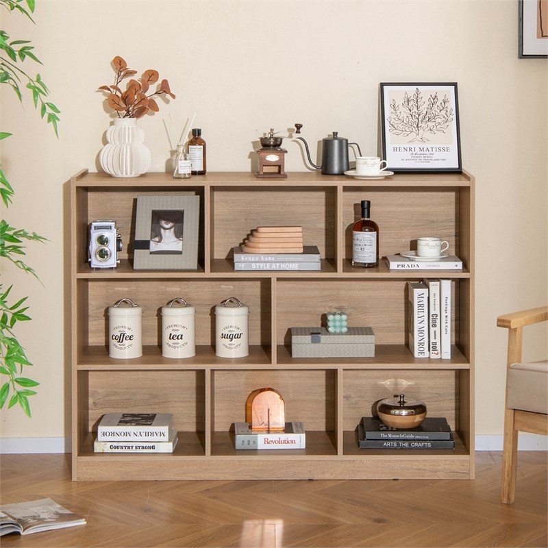 Costway 3-tier Open Bookcase 8-Cube Natural