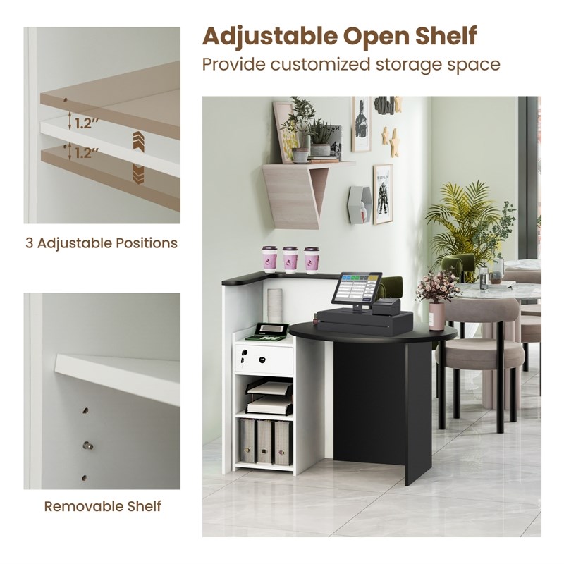 Costway Front Reception Counter Desk Checkout Office Desk Black