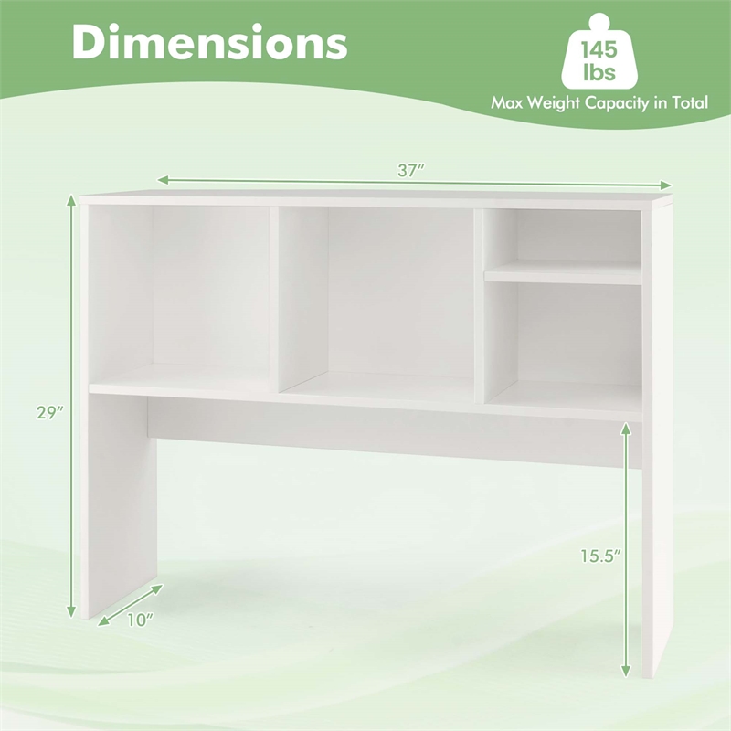 Costway Computer Desktop Bookcase Countertop Storage Bookshelf  White
