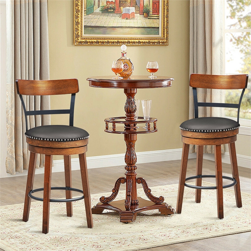 Costway Set of 2 BarStool 25.5'' Swivel Counter Height Dining Chair