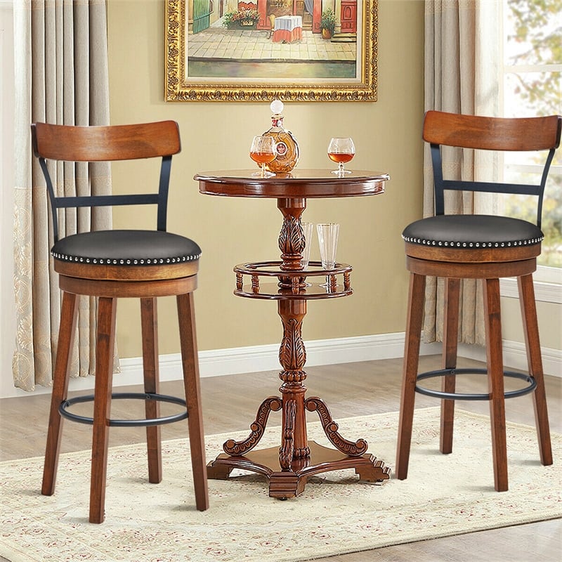 Costway Set of 2 BarStool 30.5'' Swivel Pub Height Dining Chair