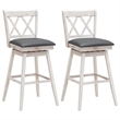 Costway Set of 2 Barstools Swivel Bar Height Chairs White
