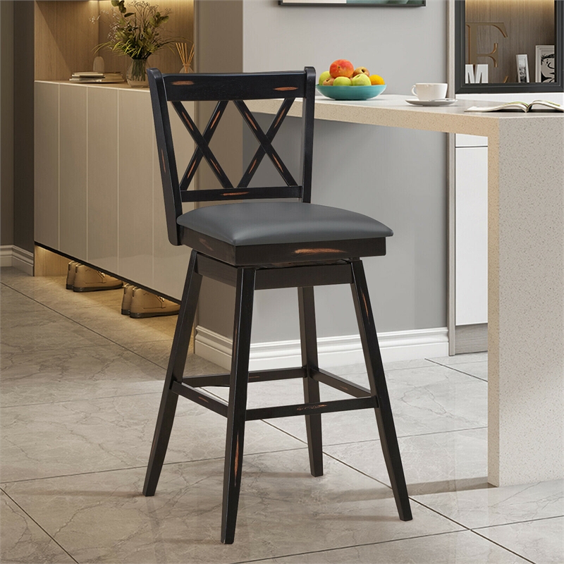 Costway Set of 2 Barstools Swivel Bar Height Chairs Black
