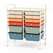 Costway Plastic 12 Drawers Rolling Cart Mutlicolor Organizer Bins  Macaron