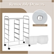 Costway 10-Drawer Storage Cart Utility Rolling Trolley Clear