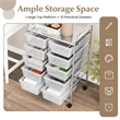 Costway 10-Drawer Storage Cart Utility Rolling Trolley Clear