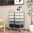 Costway 10-Drawer Storage Cart Utility Rolling Trolley Gray