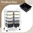 Costway 10-Drawer Storage Cart Utility Rolling Trolley Gray