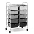 Costway 10-Drawer Storage Cart Utility Rolling Trolley Black