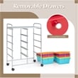 Costway 10-Drawer Plastic Storage Cart Utility Rolling Trolley Multicolor