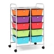 Costway 10-Drawer Plastic Storage Cart Utility Rolling Trolley Multicolor